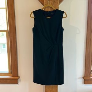 Ann Taylor Ruched Sheath Dress Sz 4 Navy Sleeveless
